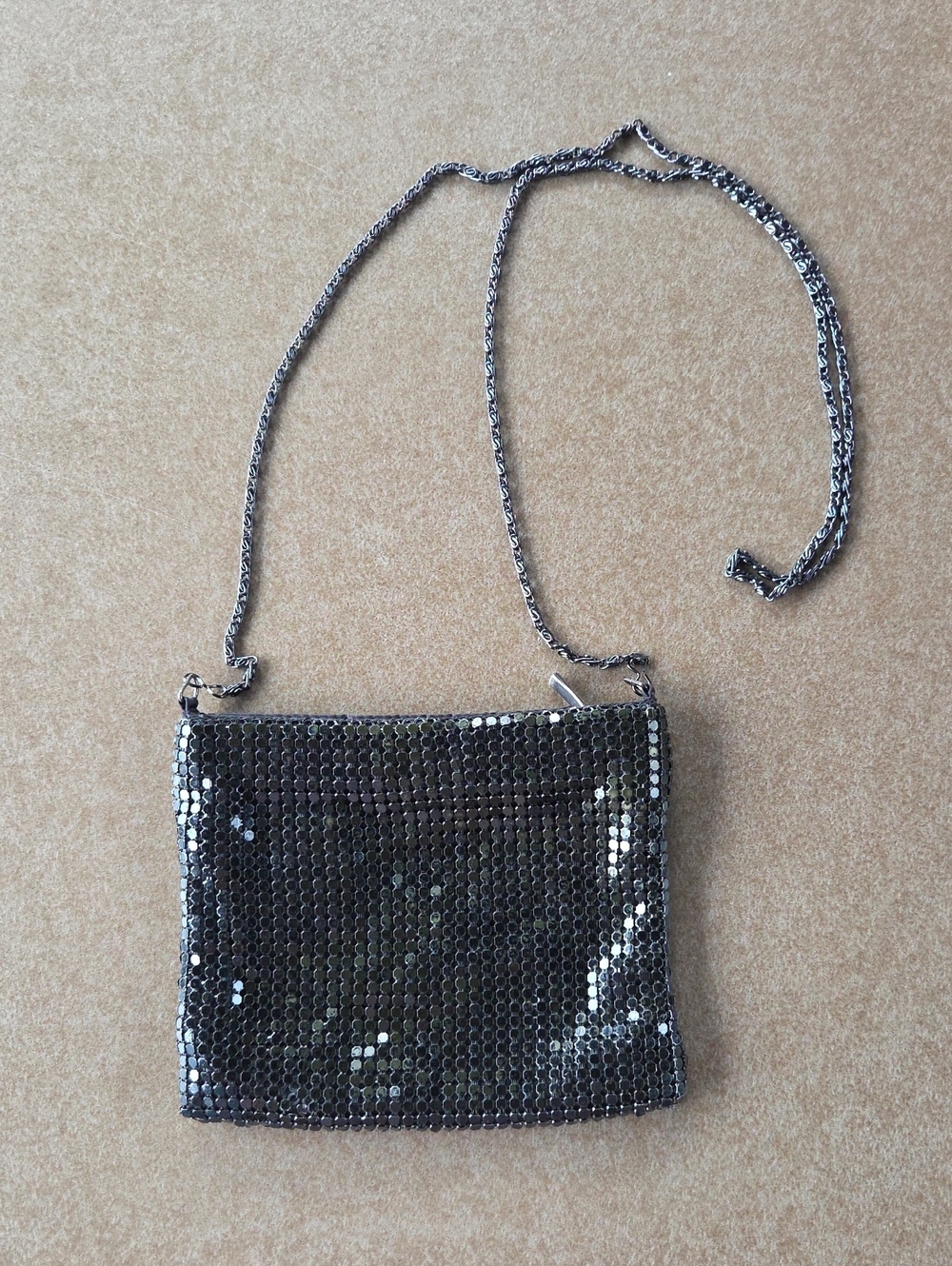 Sequin Chain Crossbody Bag in Black